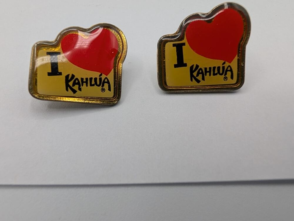 Vintage Kahlua "I Love Kahlúa" Advertising Lapel Pin Lot of 2 Collectible